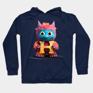 Cute Monster for Kids Alphabet Letter H Funny Back to School Hoodie